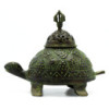 Porte-encens en laiton vert-de-gris motif tortue tibétaine - Grand