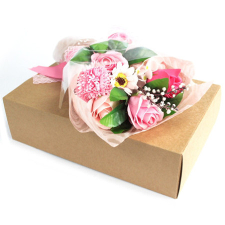 Bouquet de fleurs de savon pour les mains en boîte - Rose
