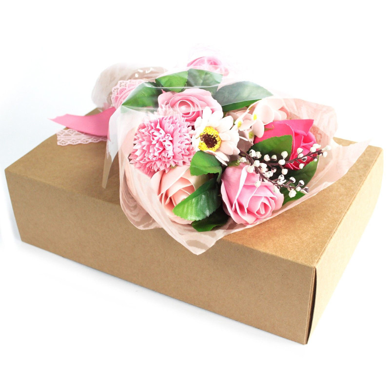 Bouquet de fleurs de savon pour les mains en boîte - Rose