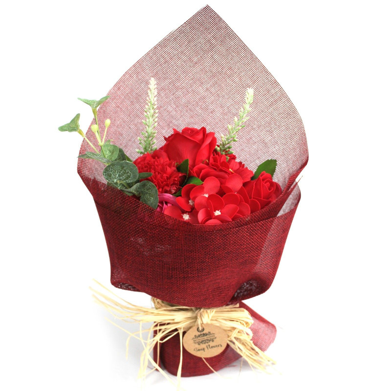 Bouquet de fleurs de savon sur pied - Rouge - Spécial