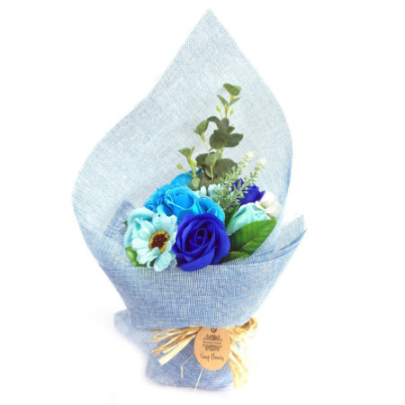 Bouquet de fleurs de savon sur pied - Bleu - Spécial