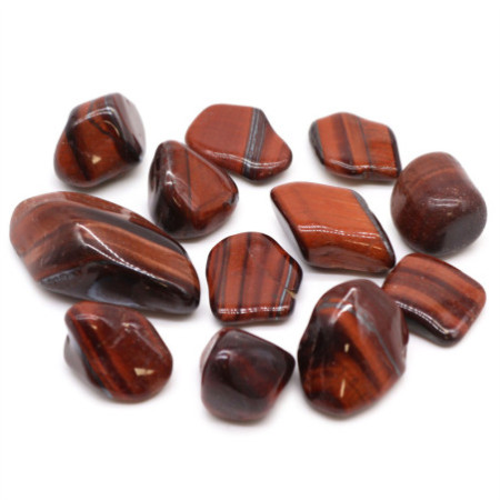 Sachet de 12 pierres précieuses africaines œil de tigre et Rouge et Taille 7 et 26 mm (kg)