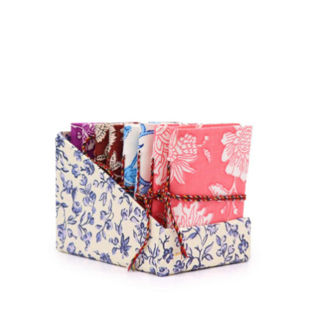 Carnets à reliure en coton à imprimé floral 7 x 10 cm - Bordeaux Floral