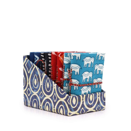 Carnets reliés en coton imprimé bloc 7 x 10 cm - Pois et tirets noirs
