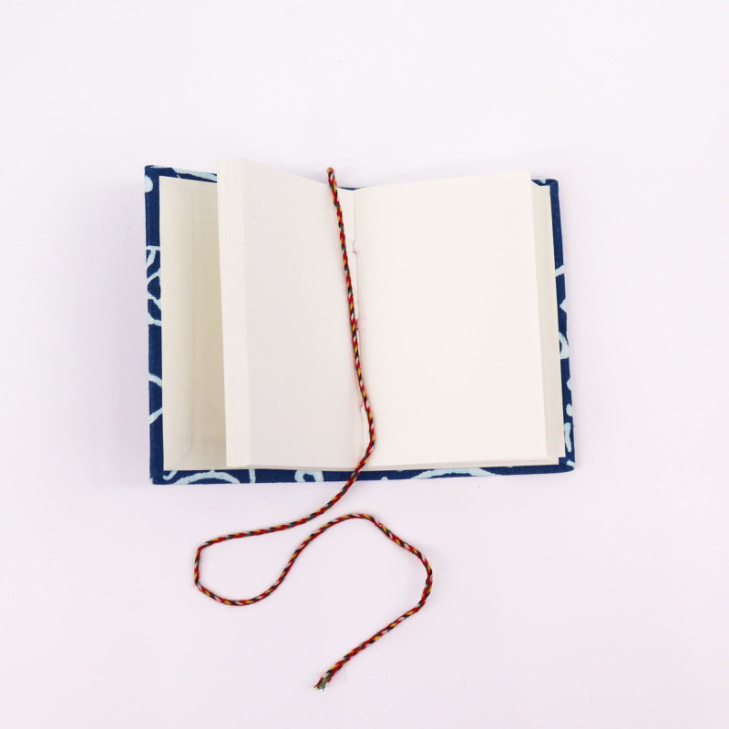 Carnets reliés en coton imprimé bloc 7 x 10 cm - Poisson indigo