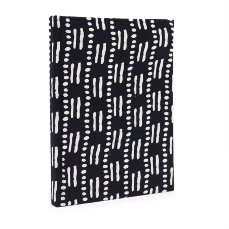 Cahiers à couverture en coton 20 x 15 cm - 96 pages - Points et tirets noirs