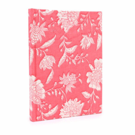 Cahiers à couverture en coton 20x15cm - 96 pages - Motif floral rose