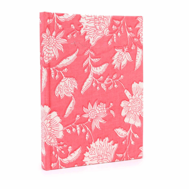 Cahiers à couverture en coton 20x15cm - 96 pages - Motif floral rose
