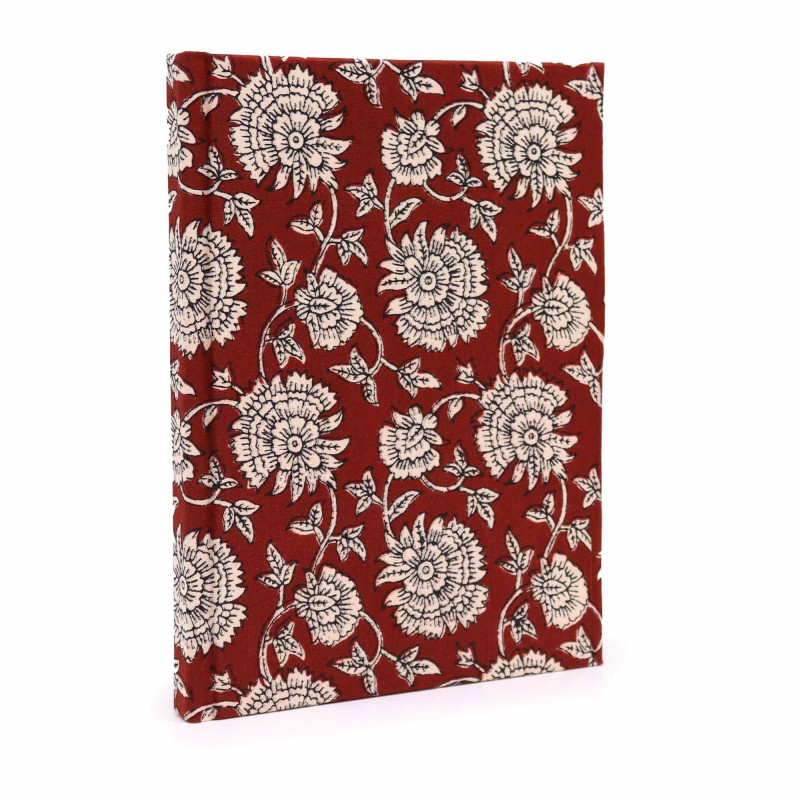 Cahiers reliés en coton 20 x 15 cm - 96 pages - Bordeaux Floral
