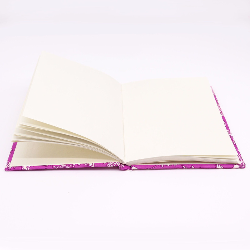 Cahiers reliés en coton 20x15cm - 96 pages - Fuchsia antique