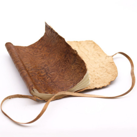 Carnet de voyage en cuir roulé - 96 pages - Naturel 21x15cm