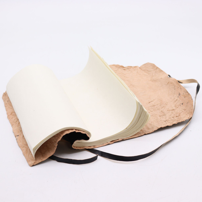 Carnet de voyage en cuir roulé - 96 pages - Noir 21x15cm