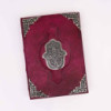 Livre épais rouge beige - Décor Hamsa en zinc - 200 pages à bords frangés - 26 x 18 cm
