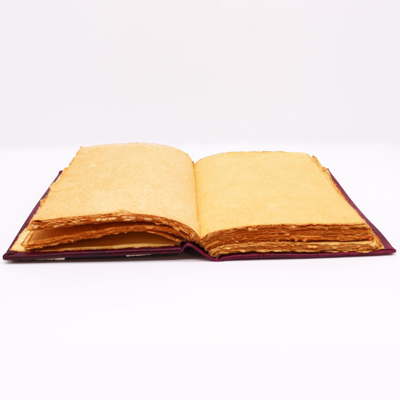 Livre épais rouge beige - Décor Hamsa en zinc - 200 pages à bords frangés - 26 x 18 cm