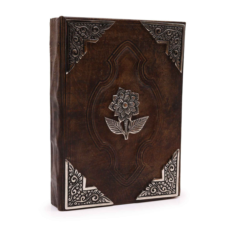Livre Heafty Brown Tan - Décor Zinc Rose - 200 pages à bords frangés - 26 x 18 cm