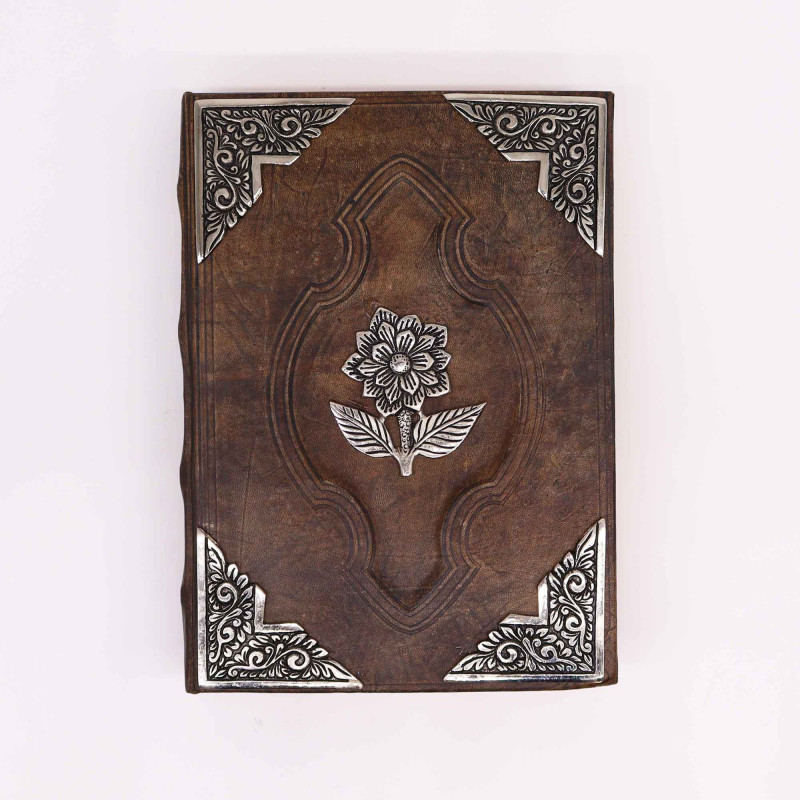 Livre Heafty Brown Tan - Décor Zinc Rose - 200 pages à bords frangés - 26 x 18 cm