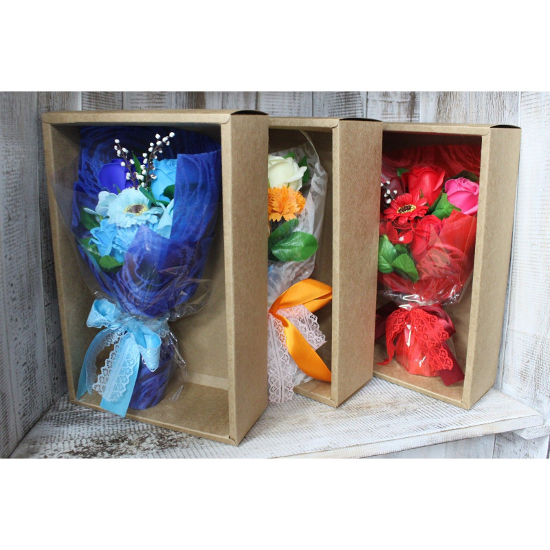 Bouquet de fleurs de savon pour les mains en boîte - Orange - Spécial