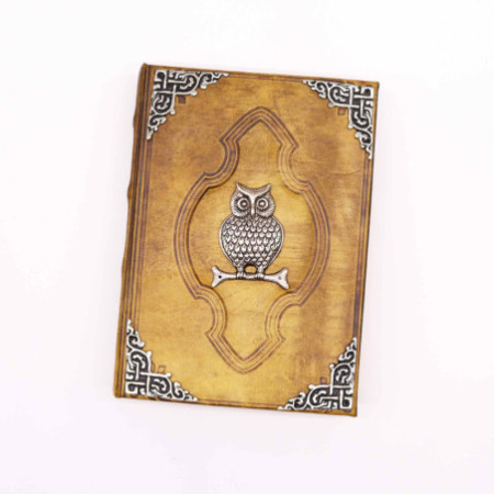 Livre Heafty Coffee Tan - Décor Hibou Zinc - 200 pages à bords frangés - 26 x 18 cm