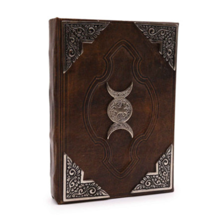 Livre Heafty Brown Tan - Décor Zinc Triple Moon - 200 pages à bords frangés - 26 x 18 cm