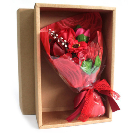 Bouquet de fleurs de savon pour les mains en boîte - Rouge - Spécial