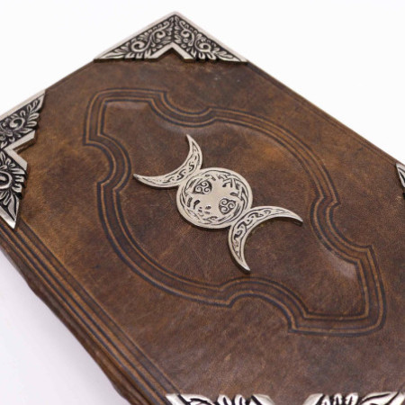 Livre Heafty Brown Tan - Décor Zinc Triple Moon - 200 pages à bords frangés - 26 x 18 cm