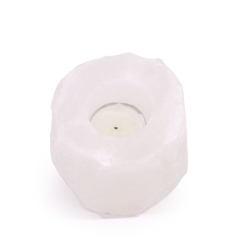 Bougeoir en cristal de roche de sel de l'Himalaya 600-800 g
