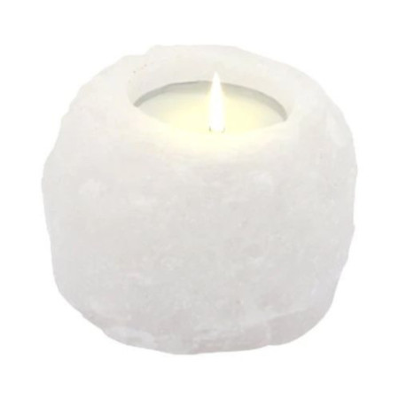 Bougeoir en cristal de roche de sel de l'Himalaya 600-800 g