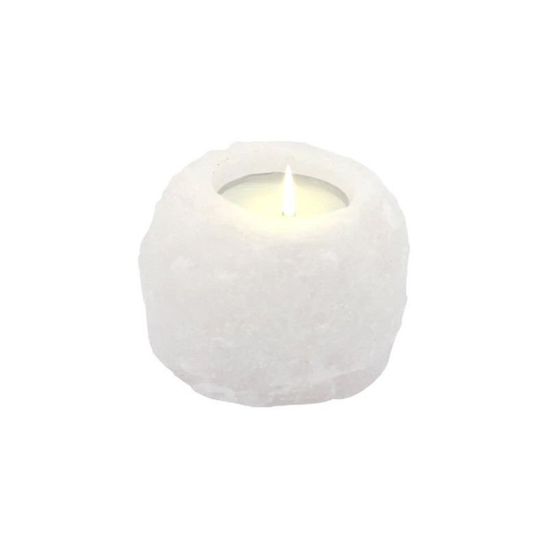 Bougeoir en cristal de roche de sel de l'Himalaya 600-800 g