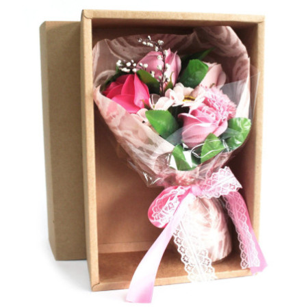 Bouquet de fleurs de savon pour les mains en boîte - Rose - Spécial