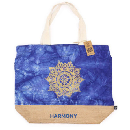 Sac entièrement naturel - Délavage bleu - Mandala - Harmony