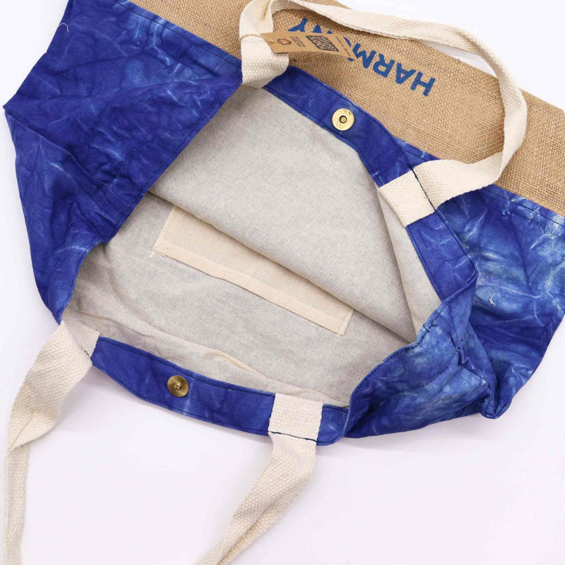 Sac entièrement naturel - Délavage bleu - Mandala - Harmony