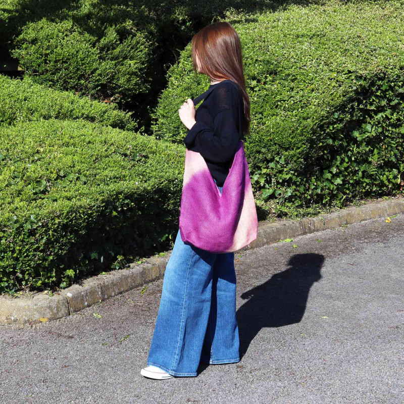 Sac fourre-tout en mélange doux - Fuchsia antique
