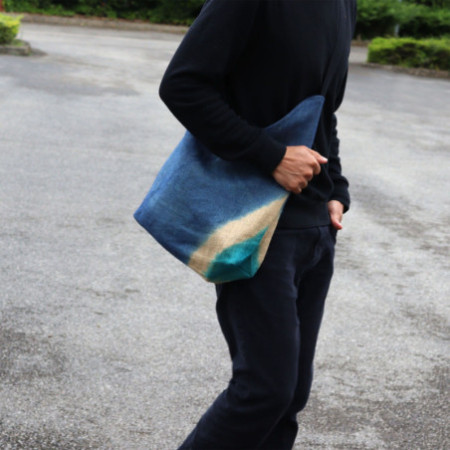 Sac fourre-tout en mélange doux - Bleu denim