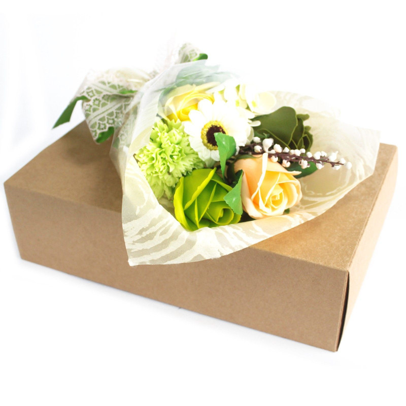 Bouquet de fleurs de savon pour les mains en boîte - Vert - Spécial