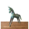 Grand cheval doré et turquoise 32 cm