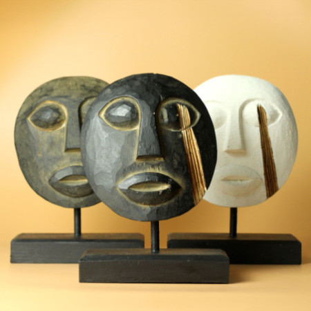 Masque décoratif tribal Timor - Noir 27x20cm