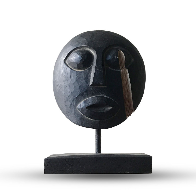 Masque décoratif tribal Timor - Noir 27x20cm