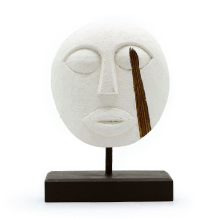 Masque décoratif tribal Timor - Blanc 27 x 20 cm