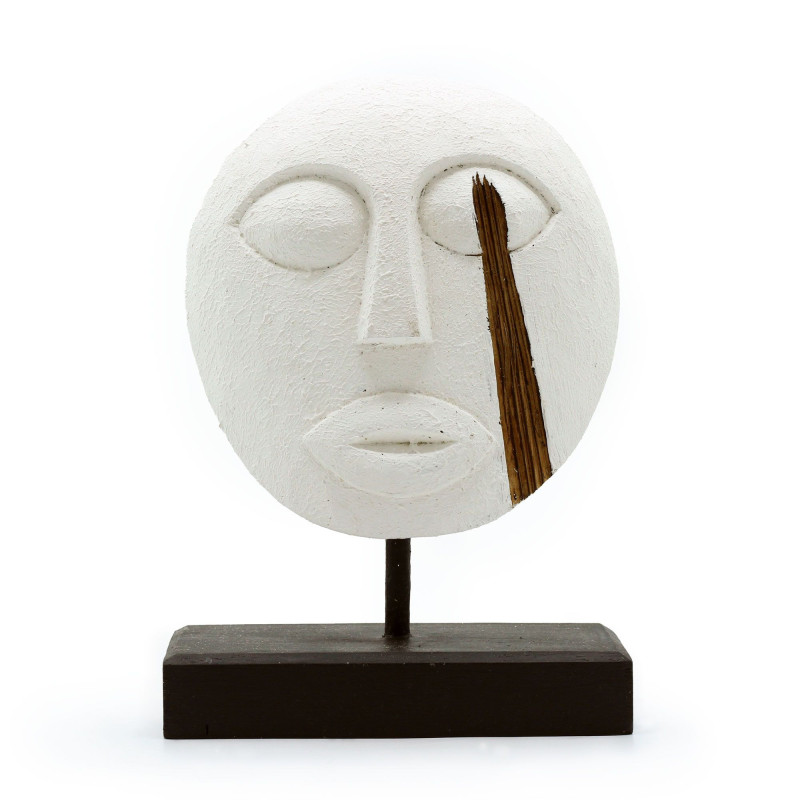 Masque décoratif tribal Timor - Blanc 27 x 20 cm