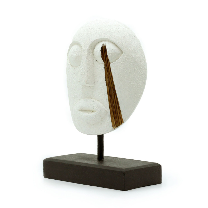 Masque décoratif tribal Timor - Blanc 27 x 20 cm