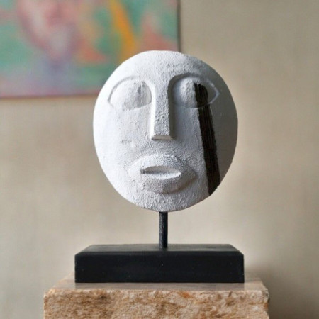 Masque décoratif tribal Timor - Blanc 27 x 20 cm