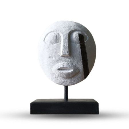 Masque décoratif tribal Timor - Blanc 27 x 20 cm