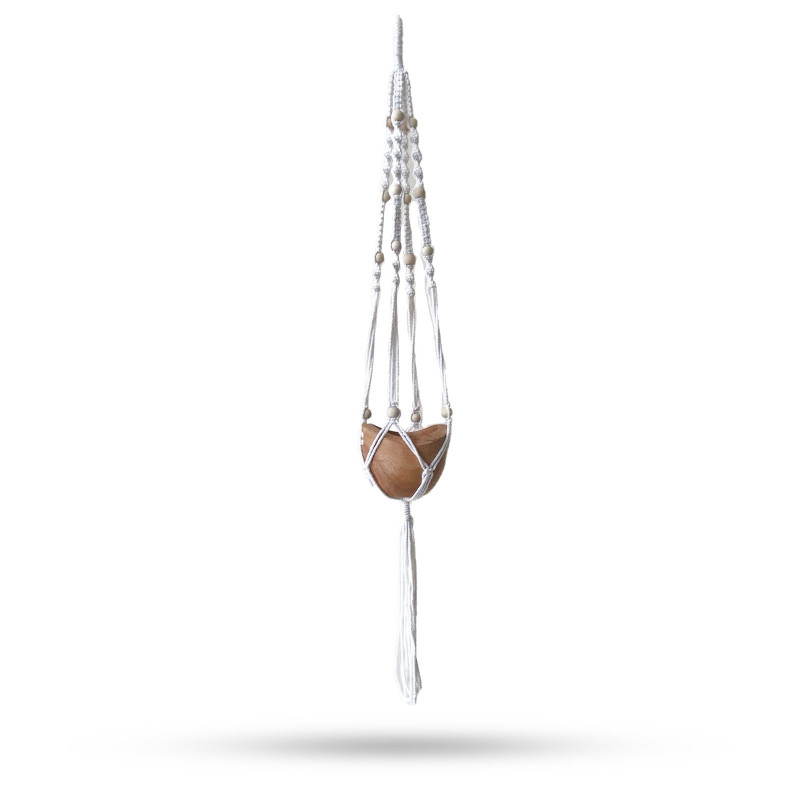 Manique en macramé perlée - Naturel - 1 mètre
