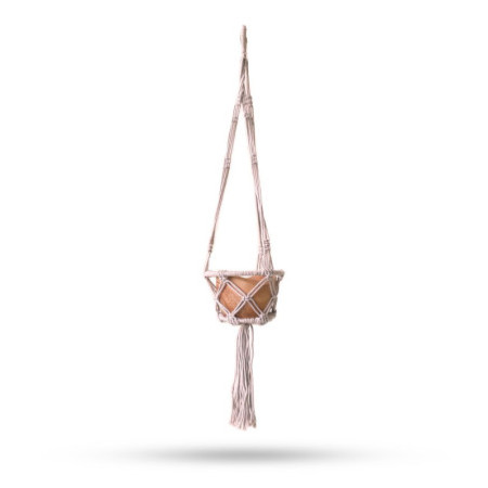 Manique en macramé cerclée, petite taille, beige, cerceau de 16 cm