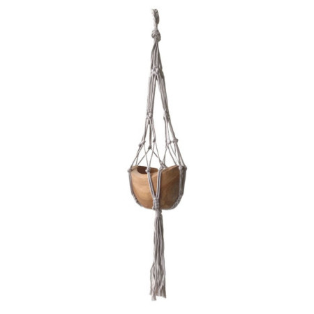 Petit cache-pot en macramé - Beige - 75 cm