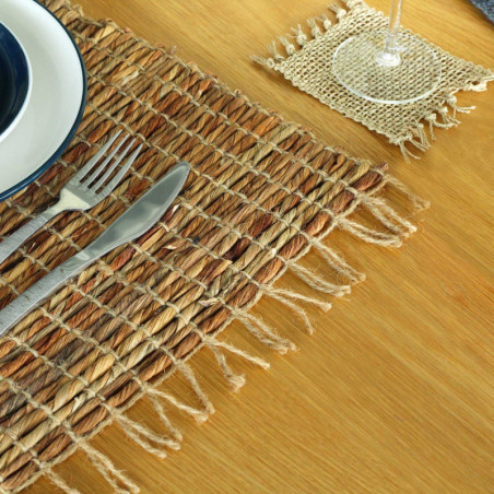 Set de table naturel en jacinthe d'eau - Robusta et franges