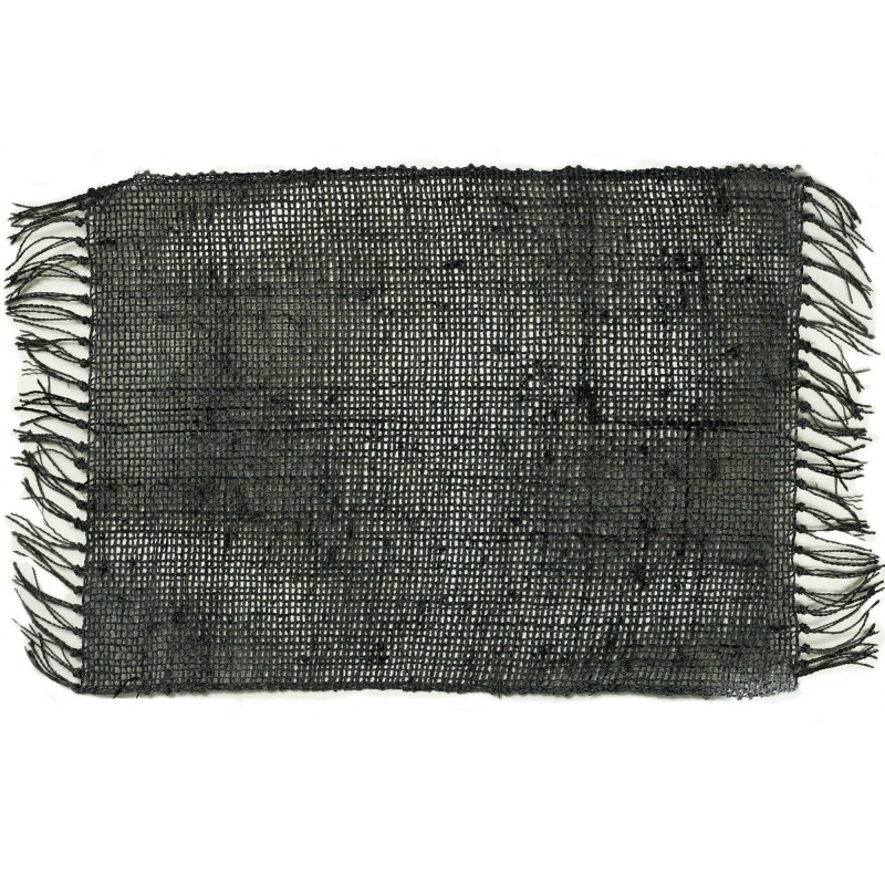 Set de table naturel à franges en jonc de mer - Anthracite