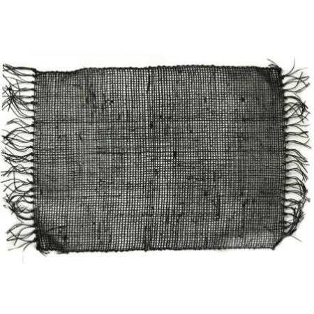 Set de table naturel à franges en jonc de mer - Noir