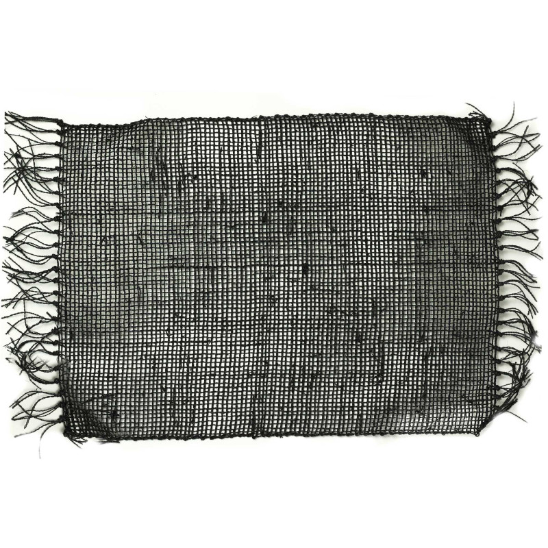 Set de table naturel à franges en jonc de mer - Noir