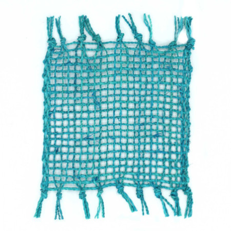 Lot de 4 sous-verres naturels à franges en jonc de mer - Turquoise